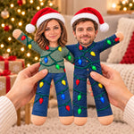 Custom Photo Funny Christmas Light Couple Gifts - Personalized Poseable Plush Doll - Matching Mess Makers