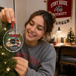 Custom Name College Study Christmas Keepsake for Freshmen - Personalized Glass Ornament