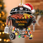 Custom Name Santa Grill Gifts for Barbecue Lovers - Personalized Acrylic Ornament - Grill Master Mode