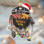 Custom Name Santa Grill Gifts for Barbecue Lovers - Personalized Acrylic Ornament - Grill Master Mode