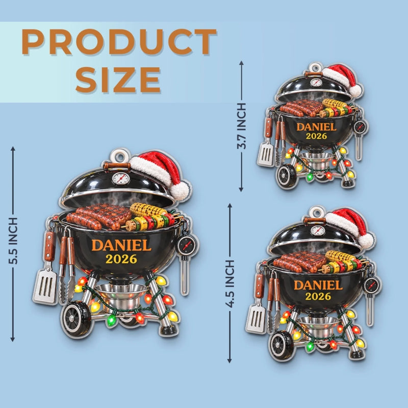 Custom Name Santa Grill Gifts for Barbecue Lovers - Personalized Acrylic Ornament - Grill Master Mode