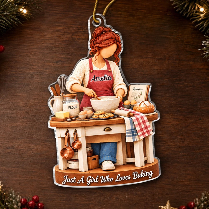 Custom Name Baking Gifts for Women - Personalized Acrylic Ornament - Cookies Time