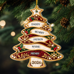 Custom Name Christmas Tree Keepsake for Families - Personalized Acrylic Ornament - Togetherness
