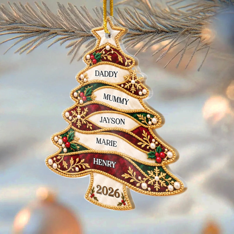 Custom Name Christmas Tree Keepsake for Families - Personalized Acrylic Ornament - Togetherness