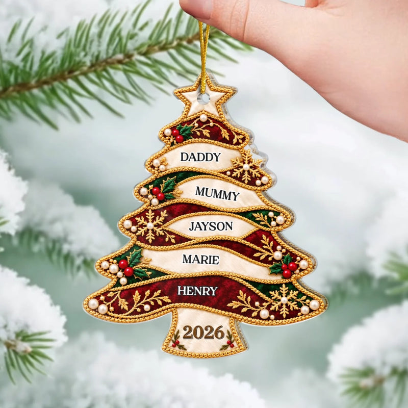 Custom Name Christmas Tree Keepsake for Families - Personalized Acrylic Ornament - Togetherness