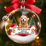Custom Pet Photo First Christmas Gifts for Dog Lovers - Personalized 3D Acrylic Ball Ornament - First Paw Print