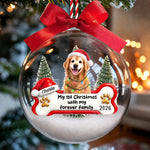 Custom Pet Photo First Christmas Gifts for Dog Lovers - Personalized 3D Acrylic Ball Ornament - First Paw Print