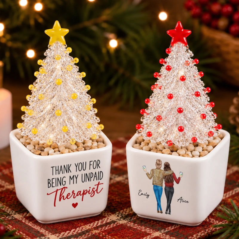 Custom Name Unpaid Therapist Christmas Gifts for Friends - Personalized Glass Everlasting Christmas - My Therapist
