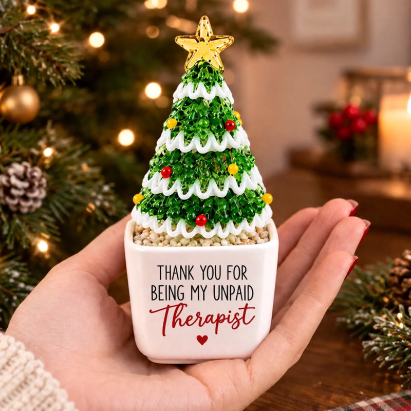 Custom Name Unpaid Therapist Christmas Gifts for Friends - Personalized Glass Everlasting Christmas - My Therapist