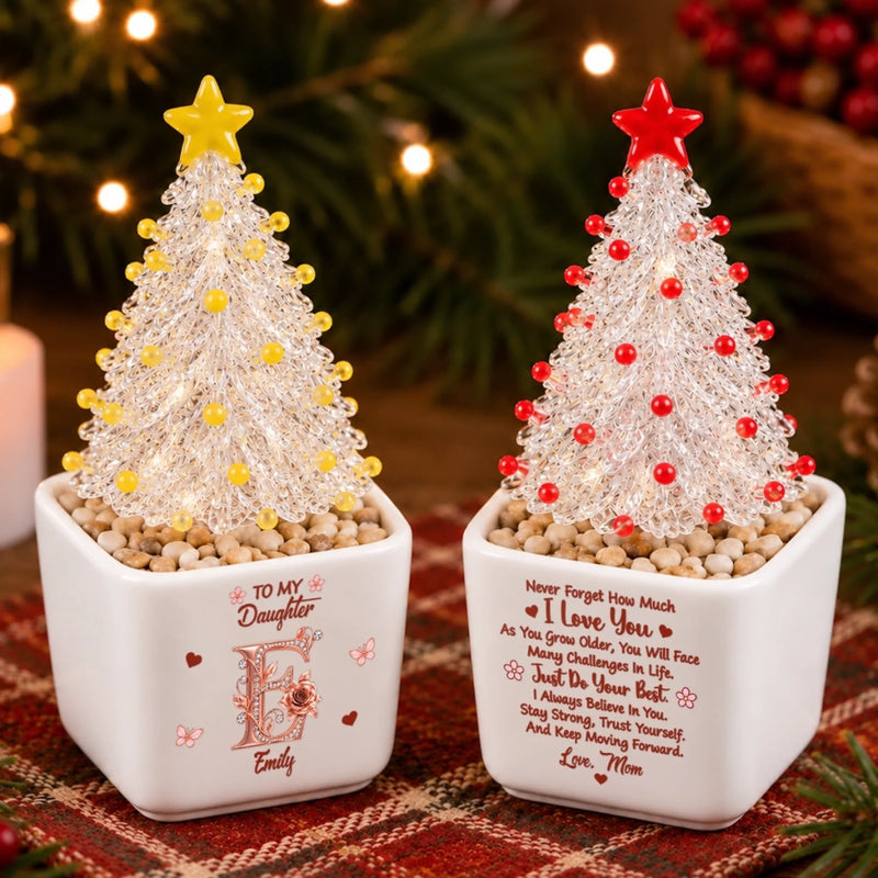 Custom Name Christmas Tree Gifts for Daughter - Personalized Glass Everlasting Christmas - Believe In You