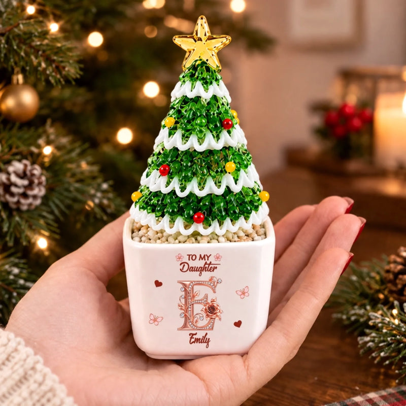 Custom Name Christmas Tree Gifts for Daughter - Personalized Glass Everlasting Christmas - Believe In You