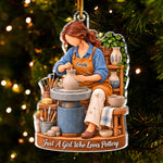 Custom Name Christmas Pottery Gifts for Women - Personalized Acrylic Ornament - Cozy Studio