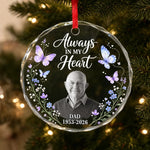 Custom Photo Memorial Dad Christmas Gifts - Personalized Glass Ornament