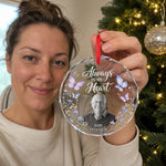 Custom Photo Memorial Dad Christmas Gifts - Personalized Glass Ornament