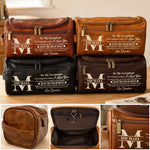 Custom Name Inspirational Gifts for Grandson - Personalized Leather Toiletry Bag - Carry Confidence Everywhere