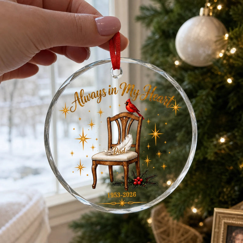 Custom Memorial Dad Christmas Gifts - Personalized Glass Ornament