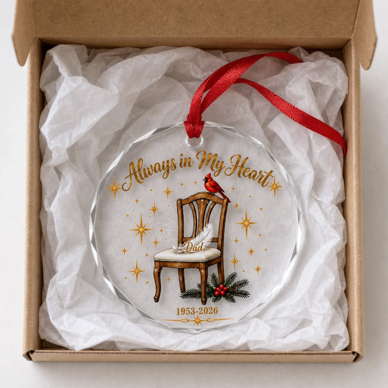 Custom Memorial Dad Christmas Gifts - Personalized Glass Ornament