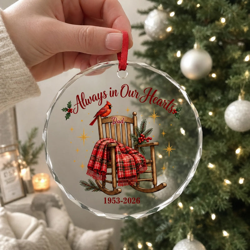 Custom Memorial Christmas Gifts for Dad - Personalized Glass Ornament