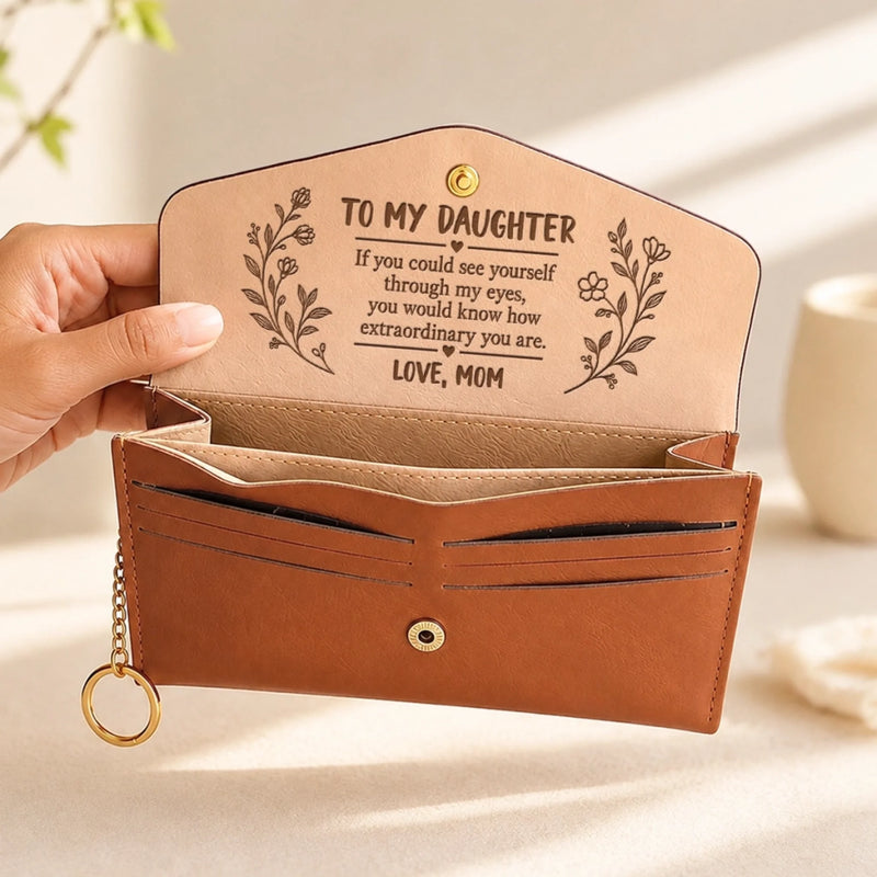 Custom Name Daughter Gifts - Personalized Leather Envelope Wallet - You Are Truly Special