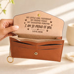 Custom Name Proud Daughter Gifts from Mom - Personalized Leather Envelope Wallet - My Forever Little Girl