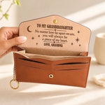 Custom Name Granddaughter Love Keepsake from Grandma - Personalized Leather Envelope Wallet - A Piece Of My Heart