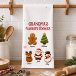 Custom Name Christmas Cookie Gifts for Grandma - Personalized Kitchen Towel - Christmas Cookies