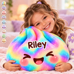 Custom Name Rainbow Happy Face Gifts for Kids - Personalized Shaped Pillow