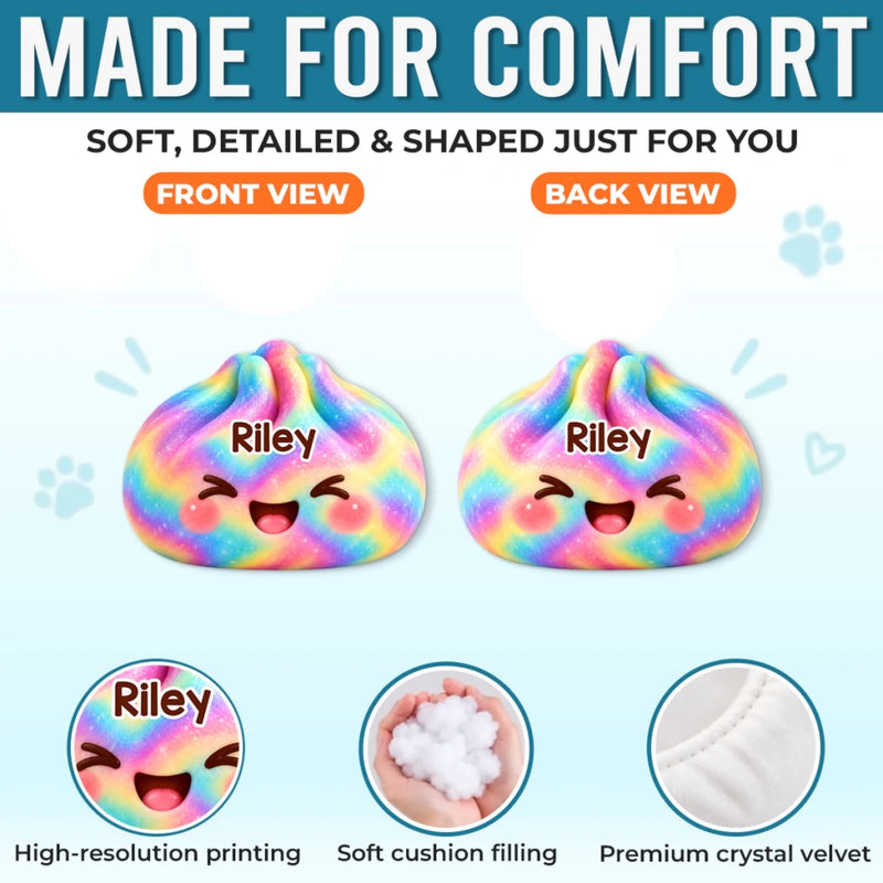 Custom Name Rainbow Happy Face Gifts for Kids - Personalized Shaped Pillow