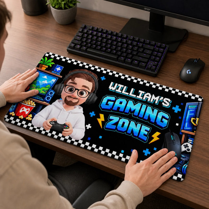 Custom Name Gamer Character Gifts - Personalized Desk Mat - My Gaming Zone