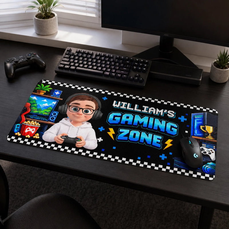 Custom Name Gamer Character Gifts - Personalized Desk Mat - My Gaming Zone