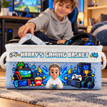 Custom Name Gamer Setup Gifts for Gamers - Personalized Storage Basket