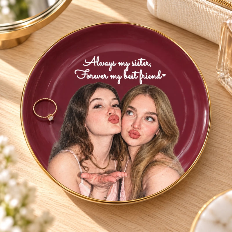 Custom Photo Sister Best Friend Gifts - Personalized Jewelry Dish
