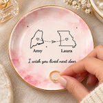 Custom Name Long Distance Gifts for Loved Ones - Personalized Jewelry Dish