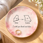 Custom Name Long Distance Gifts for Loved Ones - Personalized Jewelry Dish