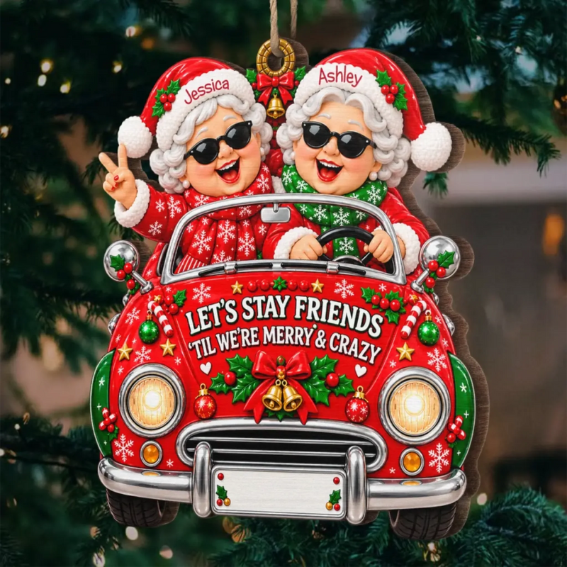 Custom Name Christmas Gifts for Friends - Personalized Wooden Ornament