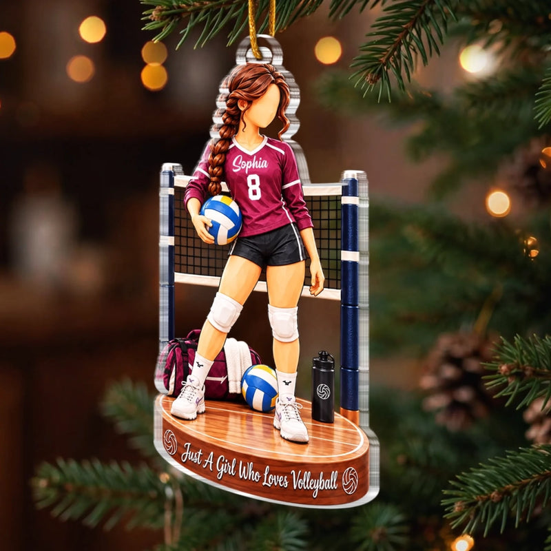 Custom Name & Number Volleyball Gifts for Players - Personalized Acrylic Ornament - Born To Play