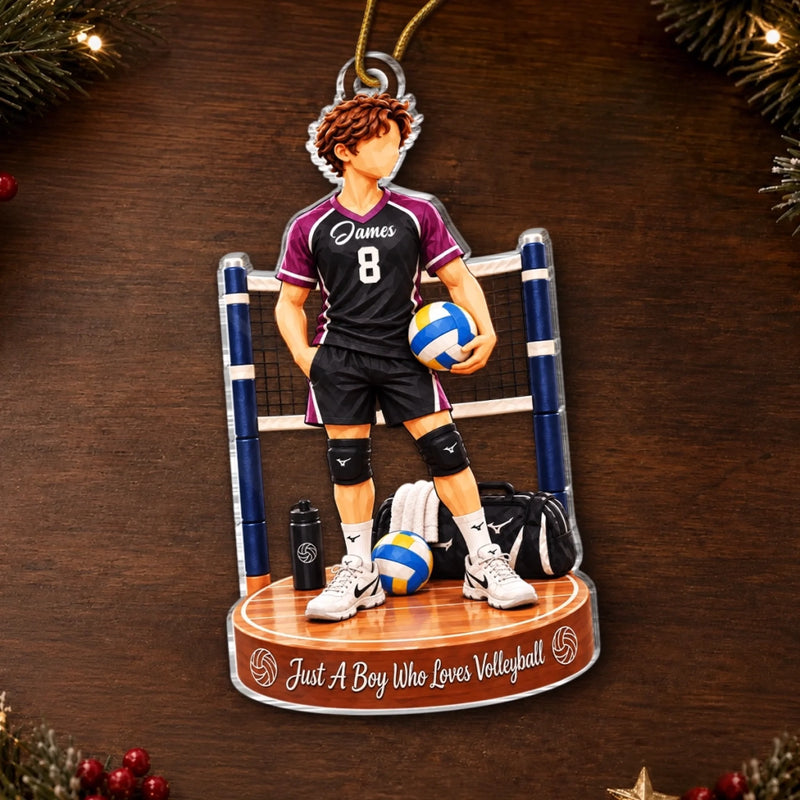 Custom Name & Number Volleyball Gifts for Players - Personalized Acrylic Ornament - Born To Play