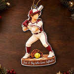 Custom Name Softball Gifts for Kids - Personalized Acrylic Ornament - All In Every Time