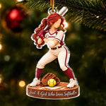Custom Name Softball Gifts for Kids - Personalized Acrylic Ornament - All In Every Time