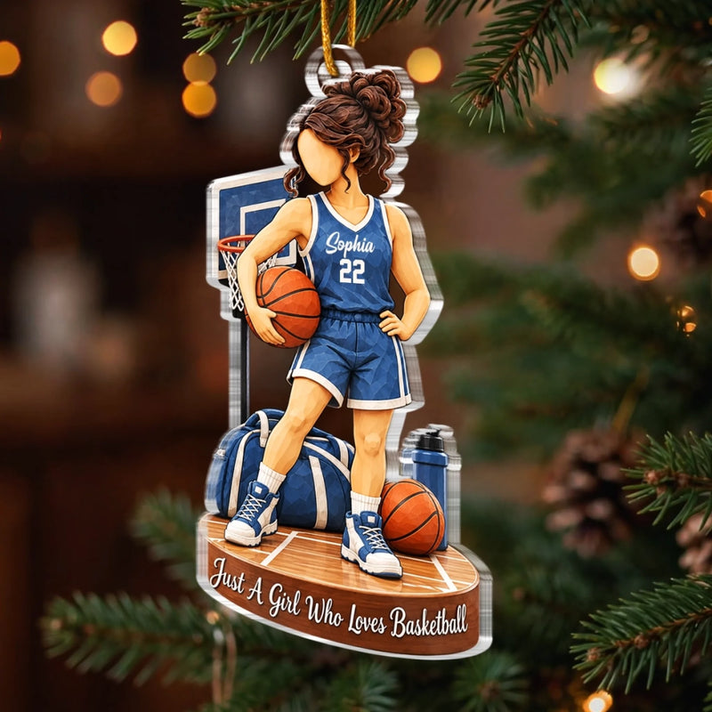 Custom Name Basketball Gifts for Kids - Personalized Acrylic Ornament - Built To Compete
