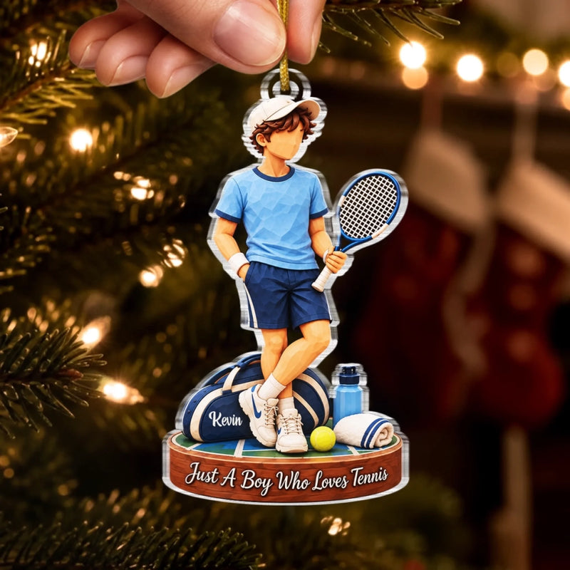 Custom Name Christmas Tennis Gifts for Kids - Personalized Acrylic Ornament - Ready For The Challenge