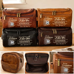 Custom Soccer Gifts for Grandson - Personalized Leather Toiletry Bag - Always Keep Going