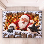 Santa Through the Chimney Christmas Decor - Festive Doormat - Santa Is Coming