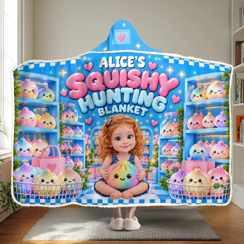 Custom Name Rainbow Squishy Shop Gifts for Kids - Personalized Wearable Blanket Hoodie - Squishy Shopping