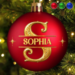 Custom Name Monogram Christmas Gifts - Personalized Full Wrap Ball Ornament - Holiday Treasures