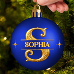 Custom Name Monogram Christmas Gifts - Personalized Full Wrap Ball Ornament - Holiday Treasures