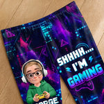 Custom Name Gamer Gifts for Kids - Personalized Pajamas Pants - Shhh I'm Gaming