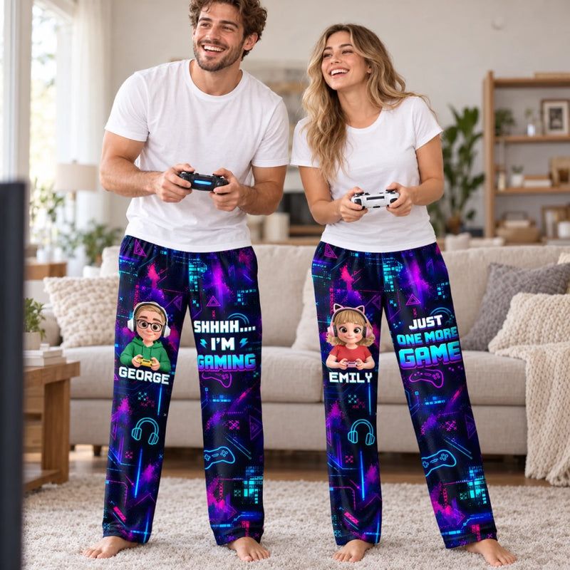Custom Name Gamer Gifts for Kids - Personalized Pajamas Pants - Shhh I'm Gaming