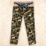 Custom Name Forest Buck Pattern Gifts for Men - Personalized Pajamas Pants - Born For The Wild