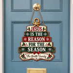 Custom Christmas Jesus Is the Reason Family Decor - Personalized Shaped Wood Sign - Christian Families